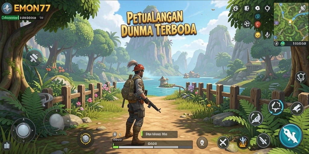 Tampilan gameplay seru di dunia terbuka EMON77.