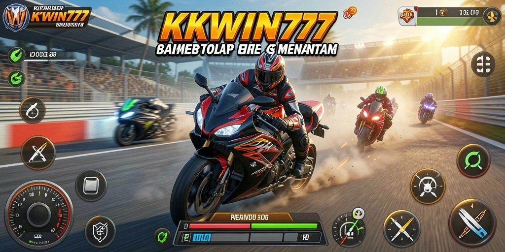 Tampilan gameplay seru dalam balapan motor yang cepat.