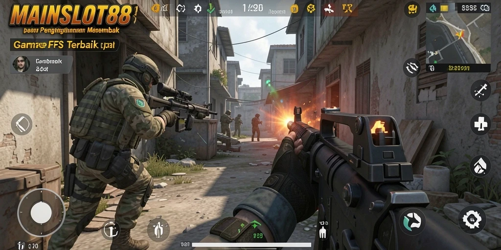 Screenshot gameplay MAINSLOT88 menampilkan aksi menembak yang mendebarkan.