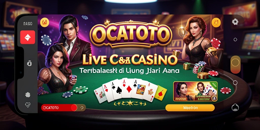 Screenshot gameplay OCATOTO yang menunjukkan dealer langsung dan interaksi pemain.