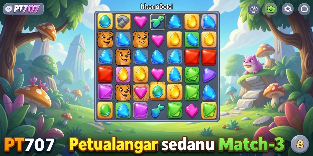 Tampilan gameplay PT707 dalam kategori Match-3 yang seru dan menantang.
