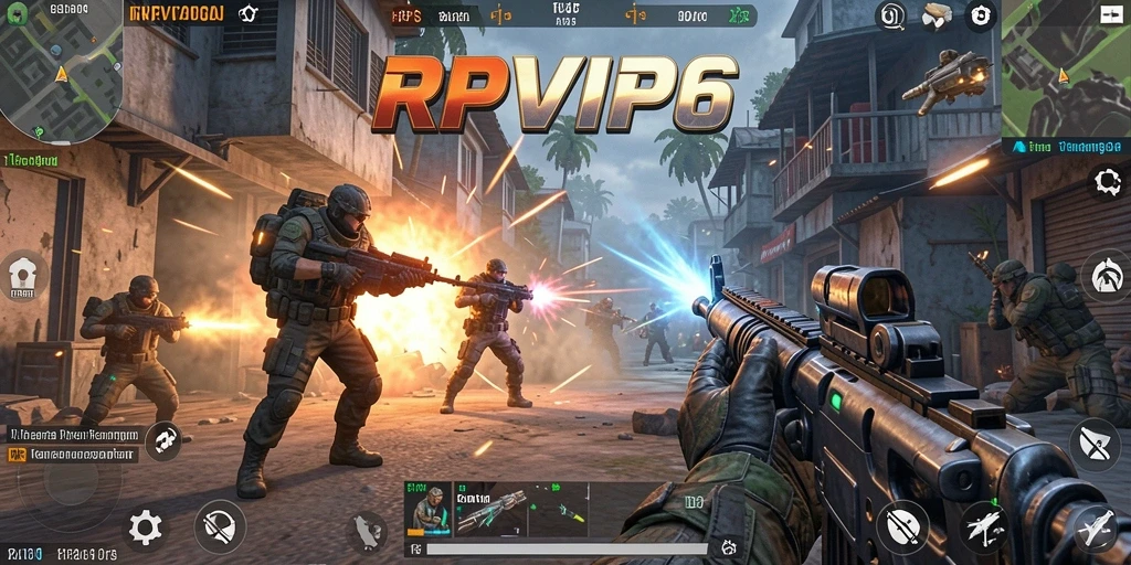 Tangkapan layar RPVIP6 menampilkan aksi menembak intens dalam gameplay FPS.