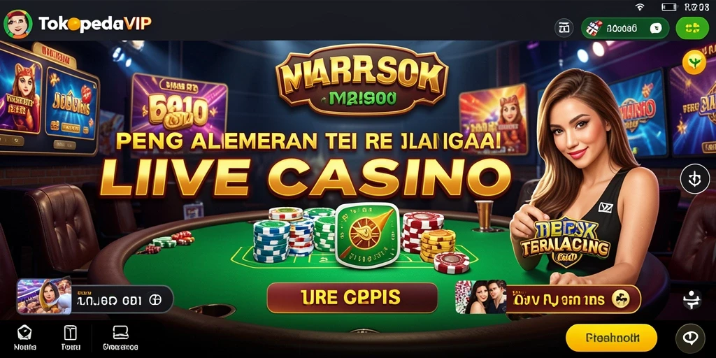 Screenshot utama TOKOPEDIAVIP dengan dealer langsung dan permainan menarik.