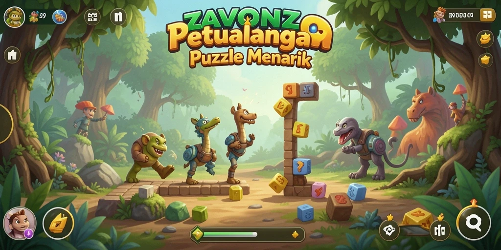 Tampilan gameplay ZAVONZO saat menyelesaikan teka-teki.
